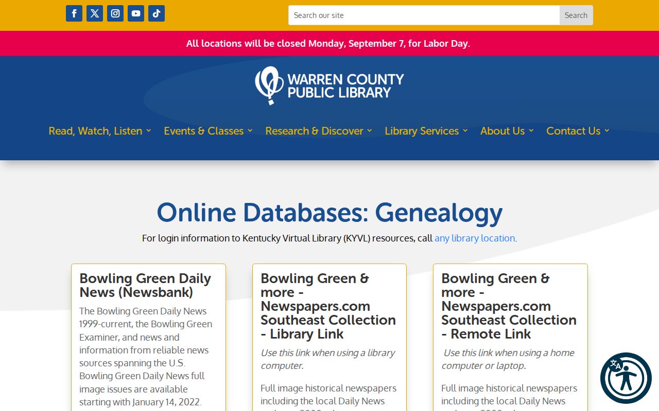 Bowling Green city directory resources at Warren County Public Library