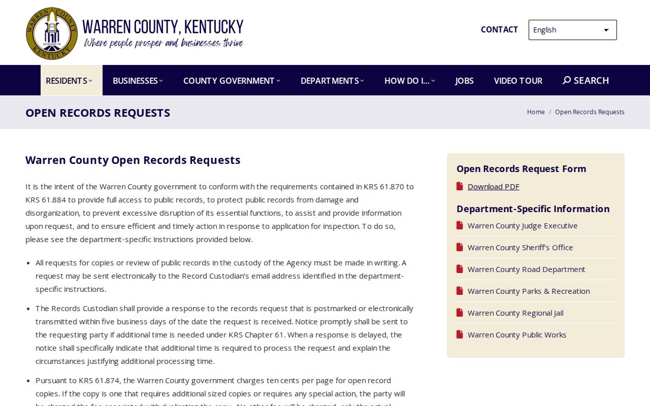 Bowling Green residents directory Warren County records requests